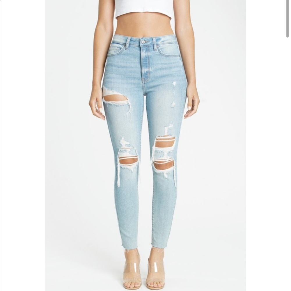Ariana High Rise Light Distressed Skinny Denim